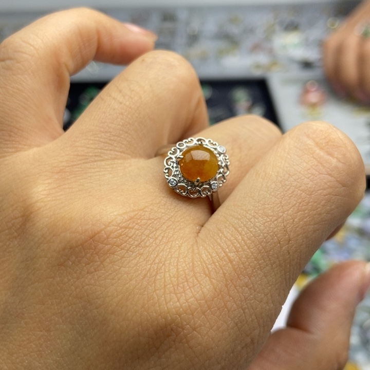 翡翠戒指银S925镶嵌戒指