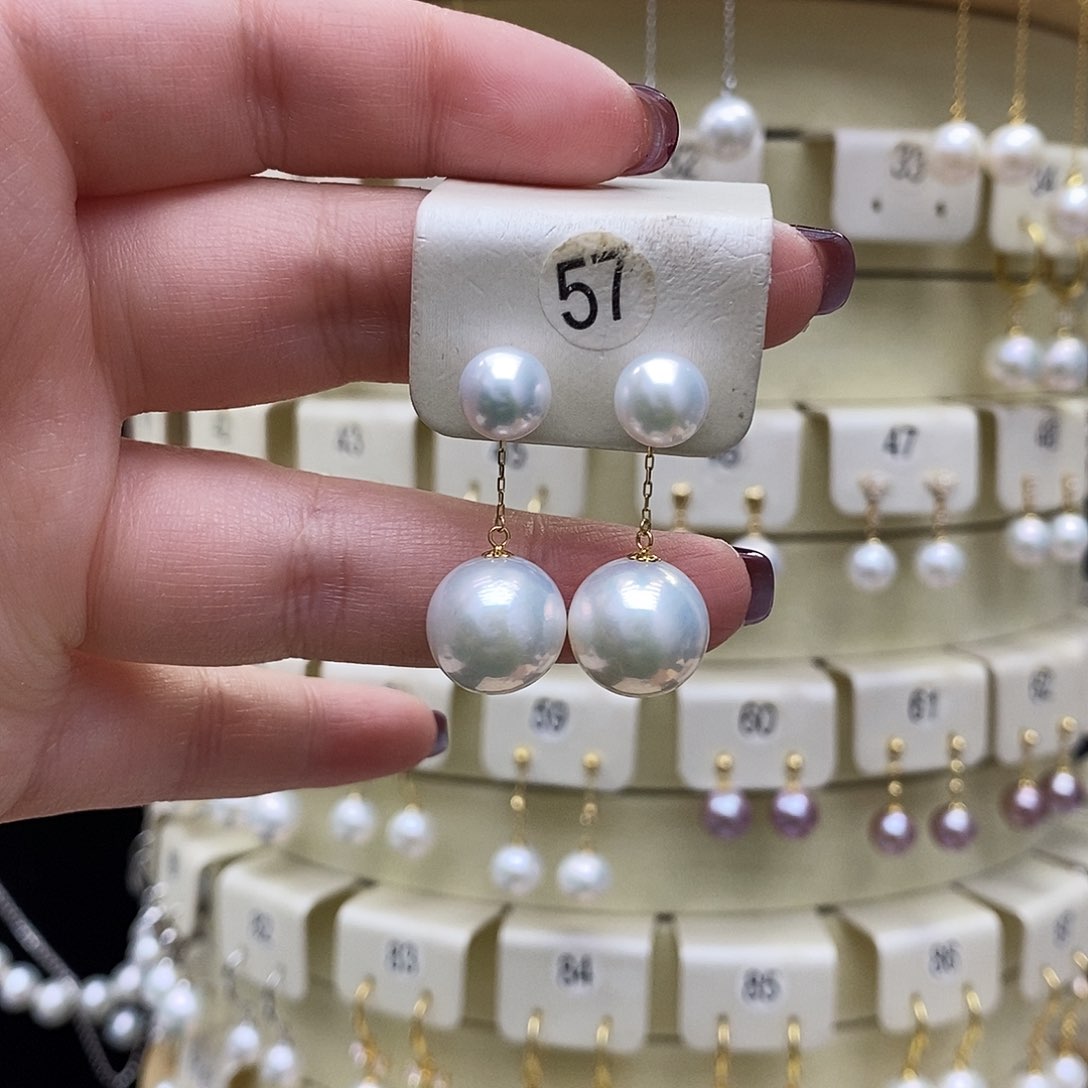 淡水珍珠耳饰18K金镶嵌