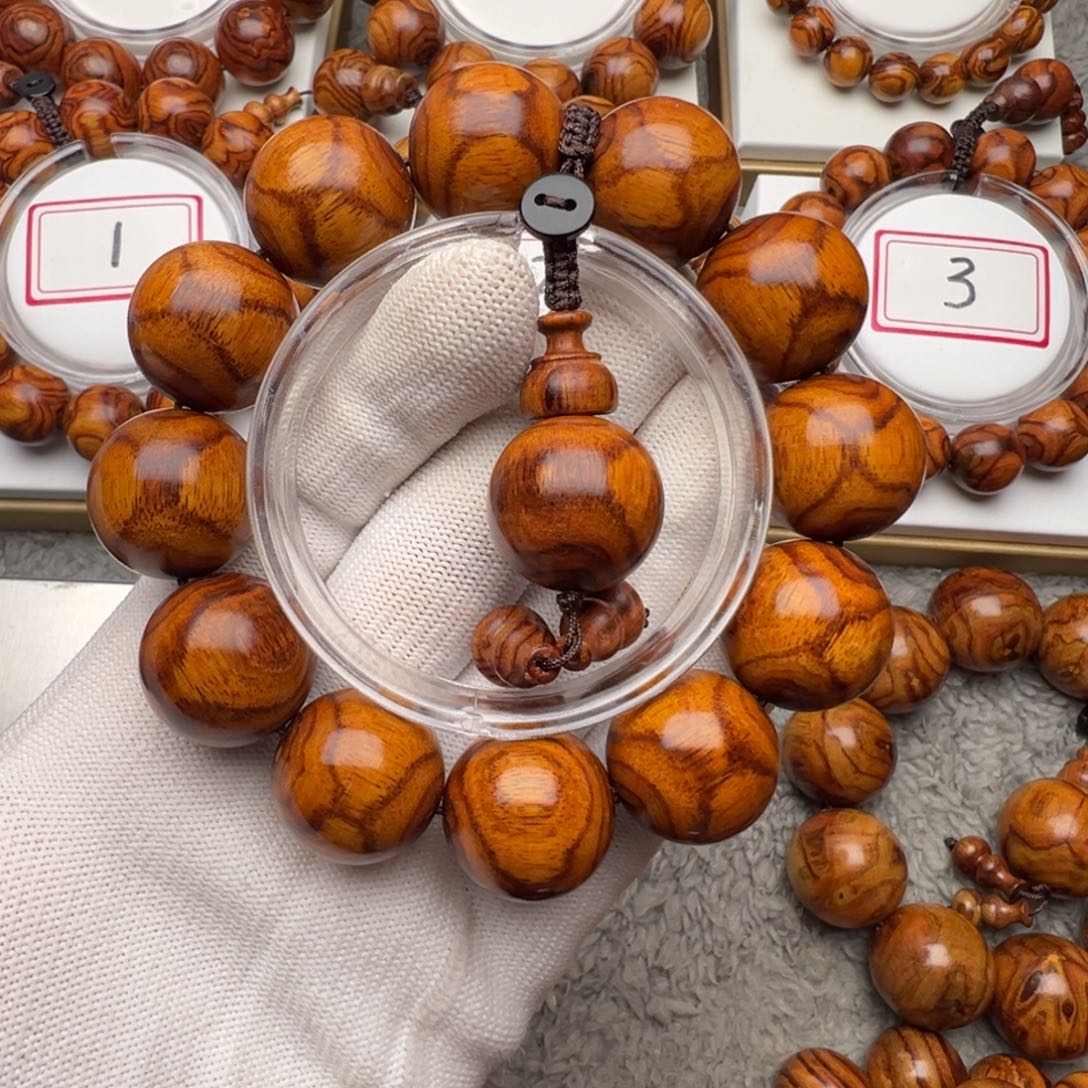 峰***子手串/手链黄花梨/降香黄檀2.0黄花梨叉纹对眼手串