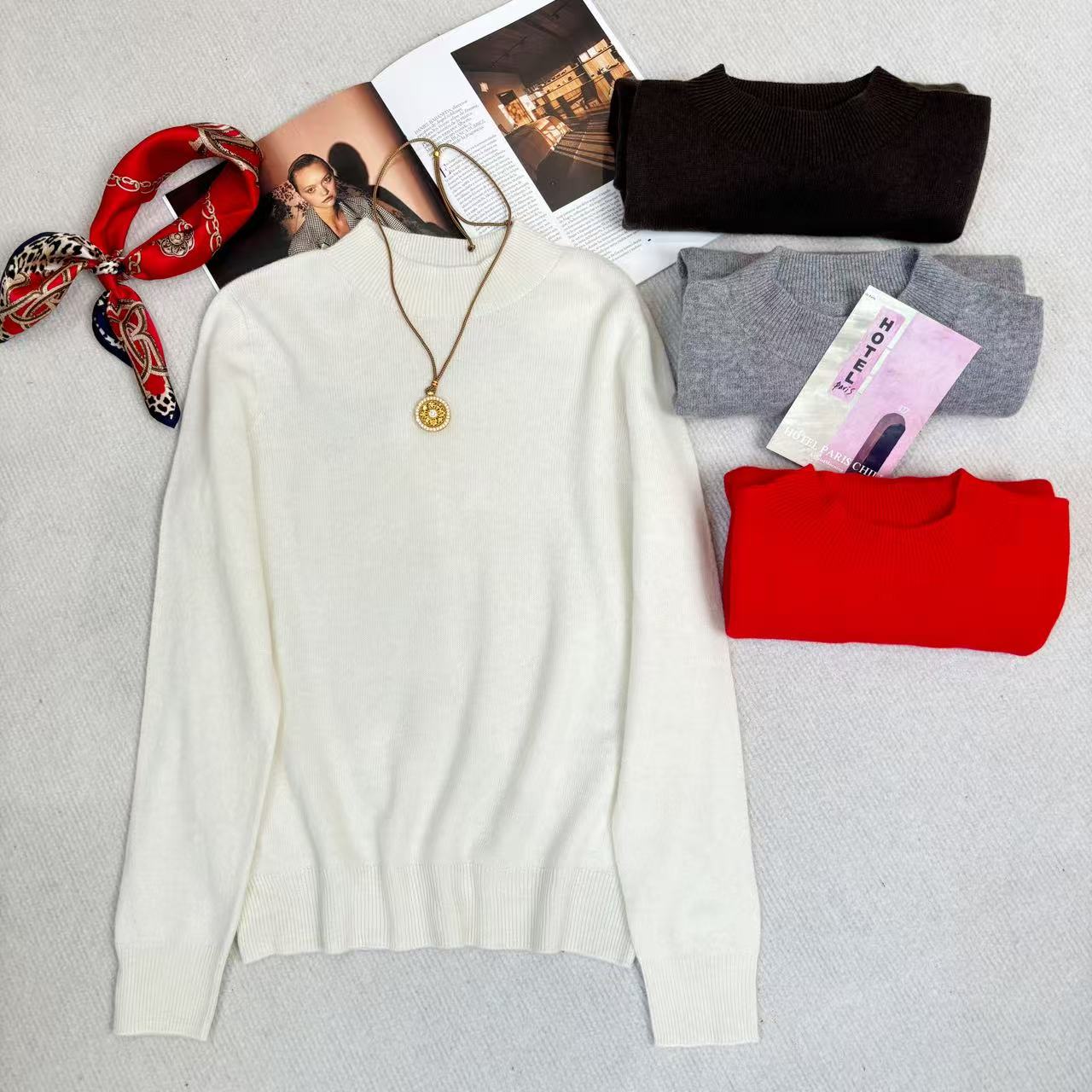 Mozch 羊M羊R超柔亲肤无缝一体立领保暖毛衣【长58】2801