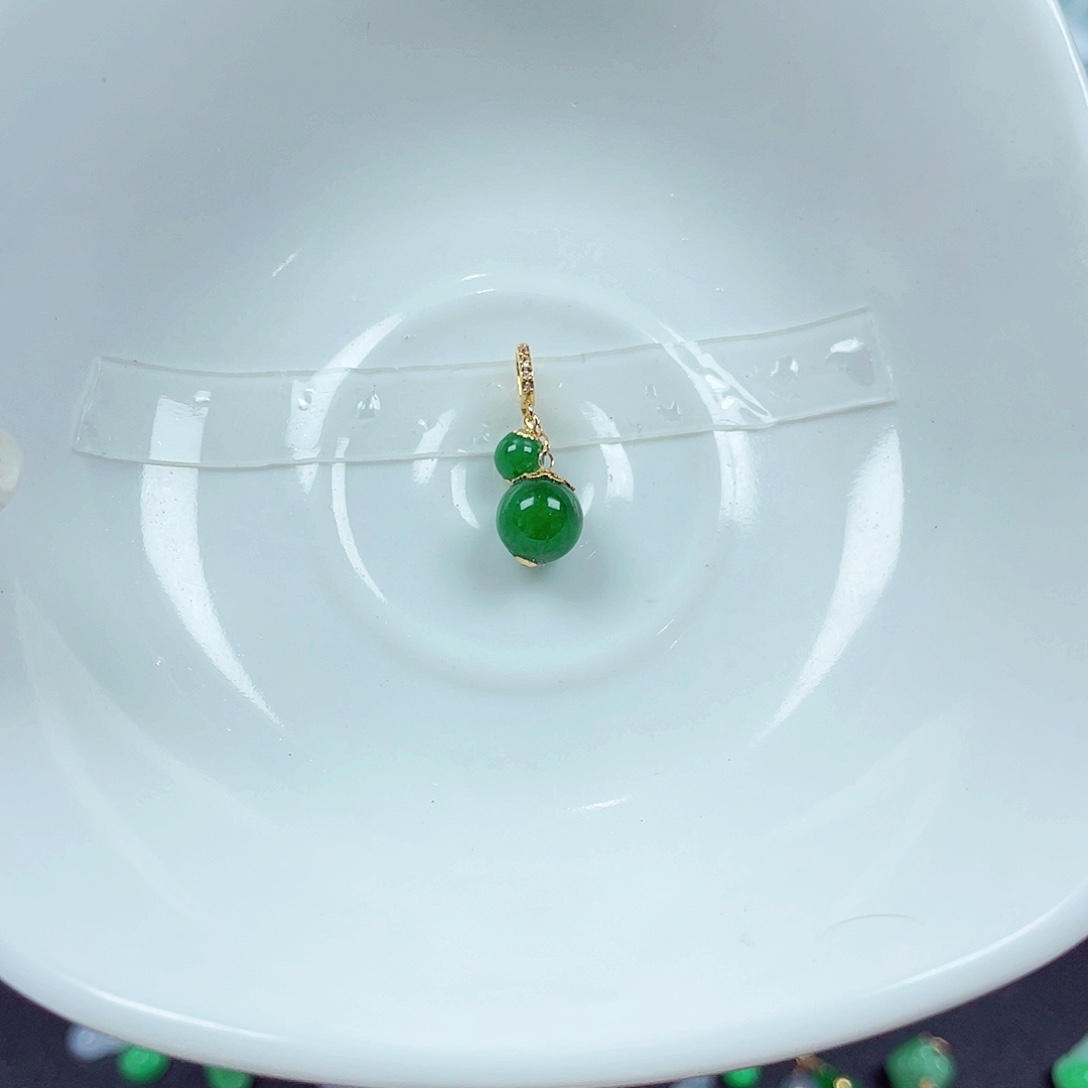 翡翠18K金镶嵌手链天然缅甸翡翠A货卡6.8-4