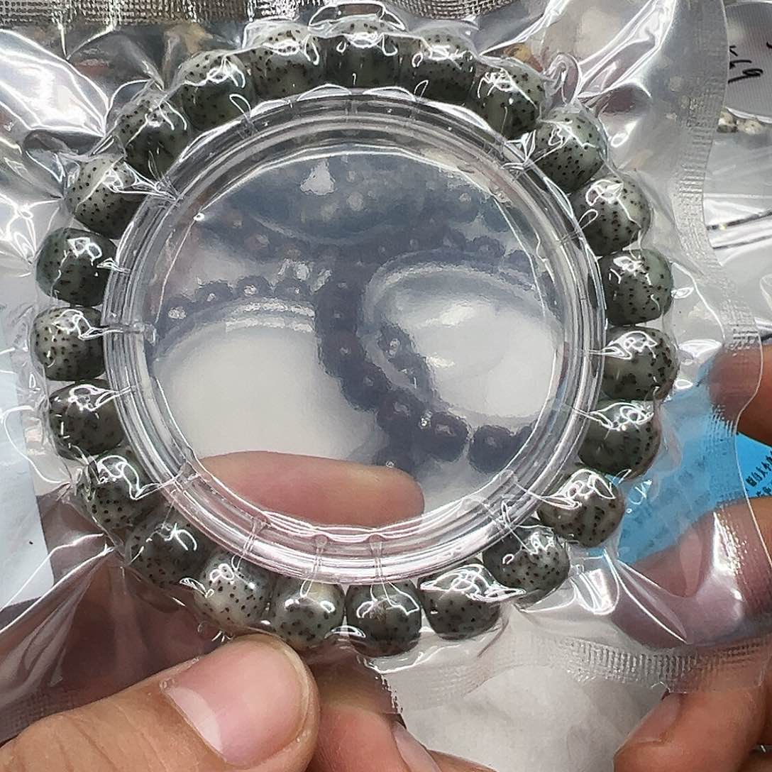 星月菩提手串44尽头卡姿兰大眼睛绿包白石玉星月菩提单圈10