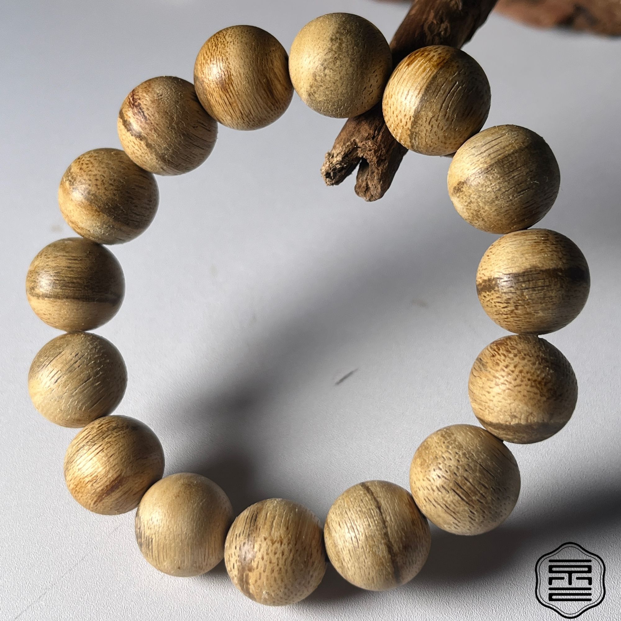 沉香马泥捞沉香手串虎斑纹单圈手串14mm 佳品手串