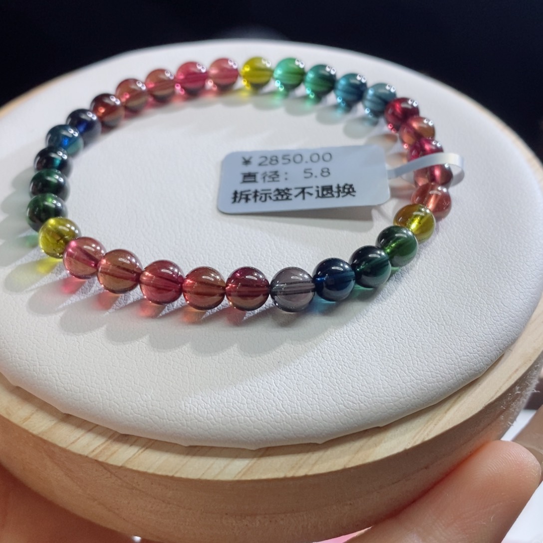 碧玺手链未镶嵌乐*浓郁色标