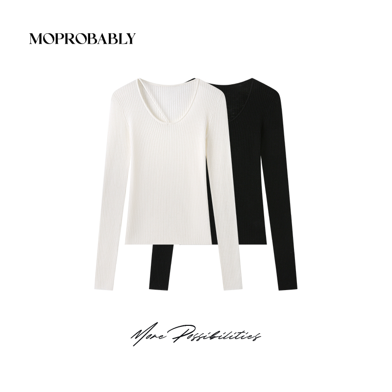 Moprobably李予诺「斜漫衫」"100%羊毛"时尚显瘦针织毛衫L5176029