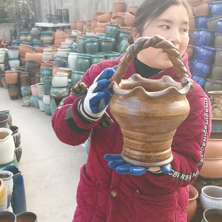 红陶手工盆微瑕盆子