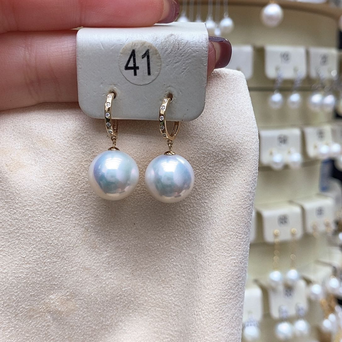 淡水珍珠耳饰18K金镶嵌