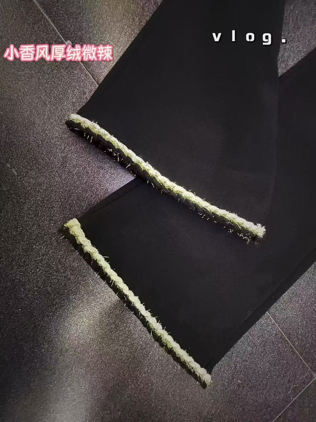 加绒香风微喇裤#80102