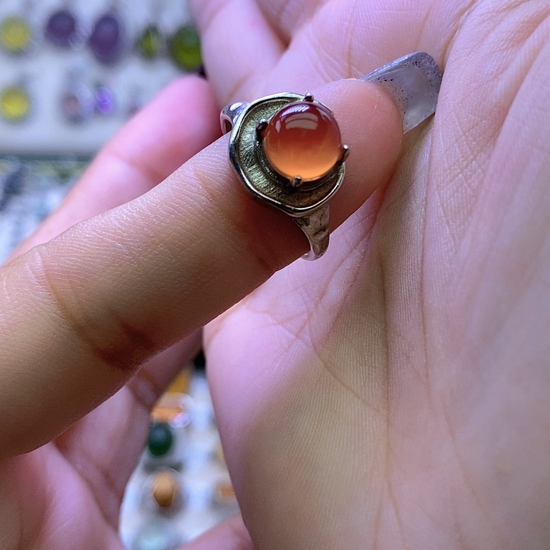 岫玉银S925镶嵌戒指