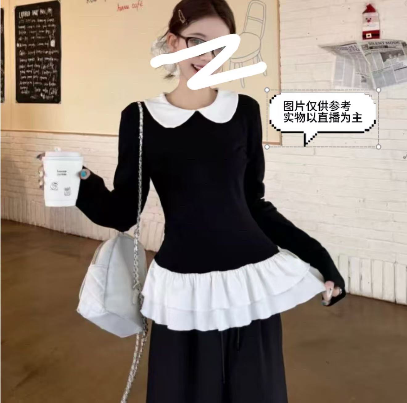 蜜蜜家大码娃娃服公主风长袖T恤