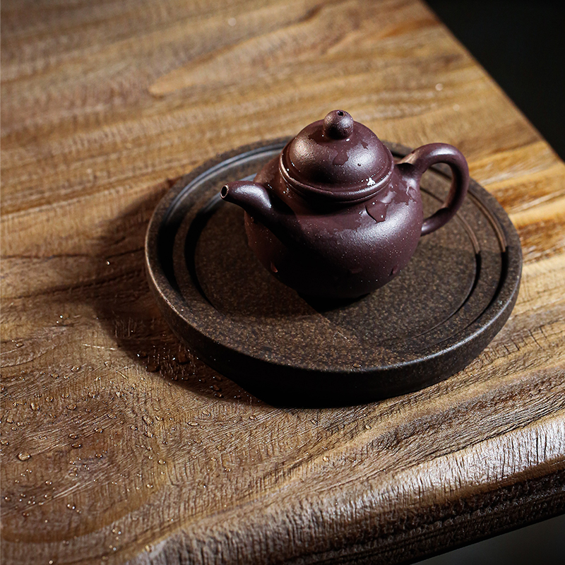 花盆托盘 底座 多用途 正品宜兴紫砂壶干泡盘接水盘 深古铜色泥料