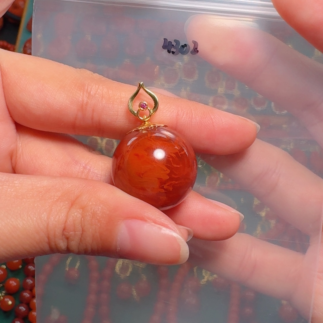 南红玛瑙南红 18K金镶嵌