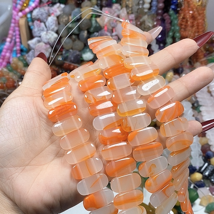 玛瑙/玉髓未镶嵌珠宝半成品玛瑙手牌卡20*10mm短款