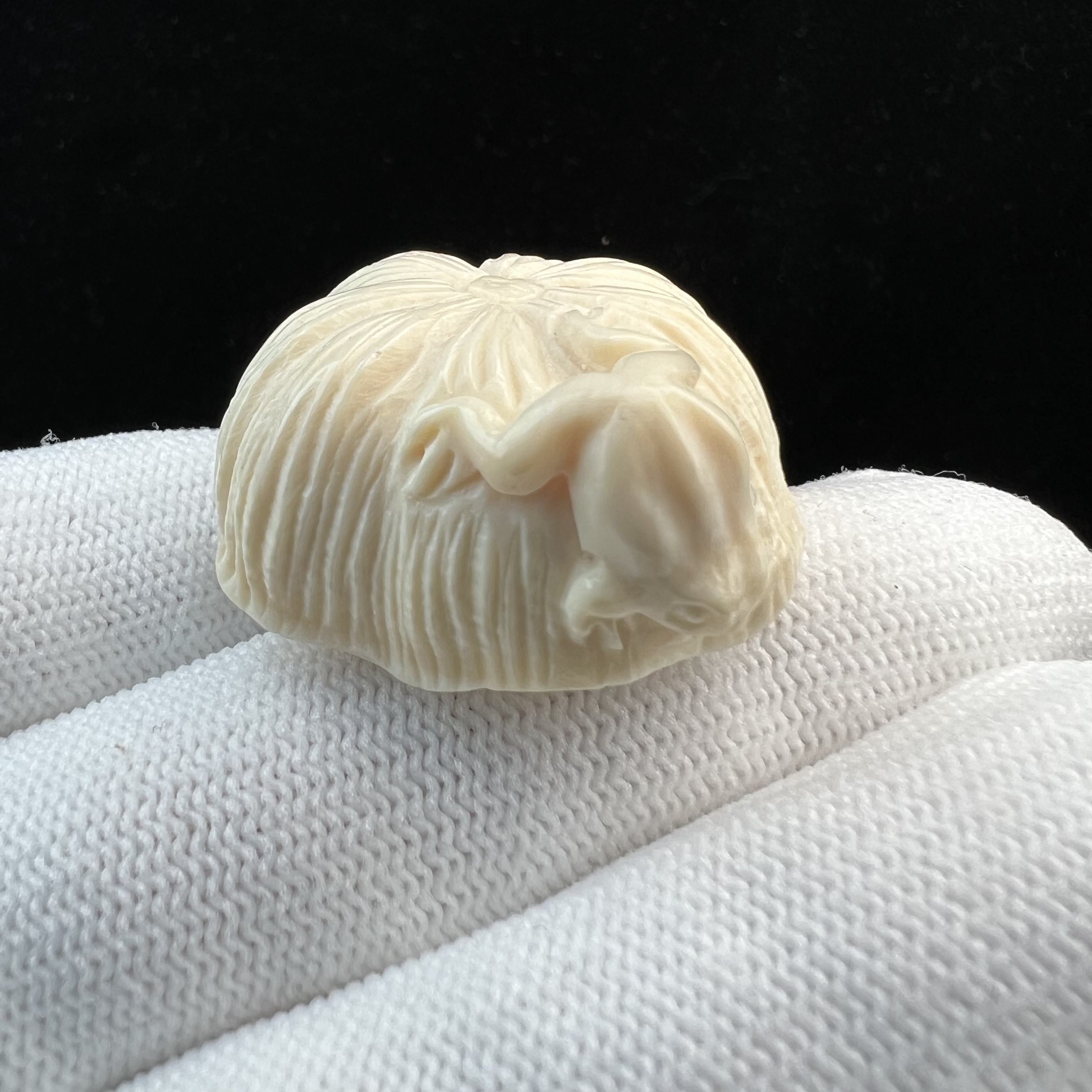 J6948天然猛犸牙 莲蓬雕刻件 31*16mm支持鉴定 假一罚四