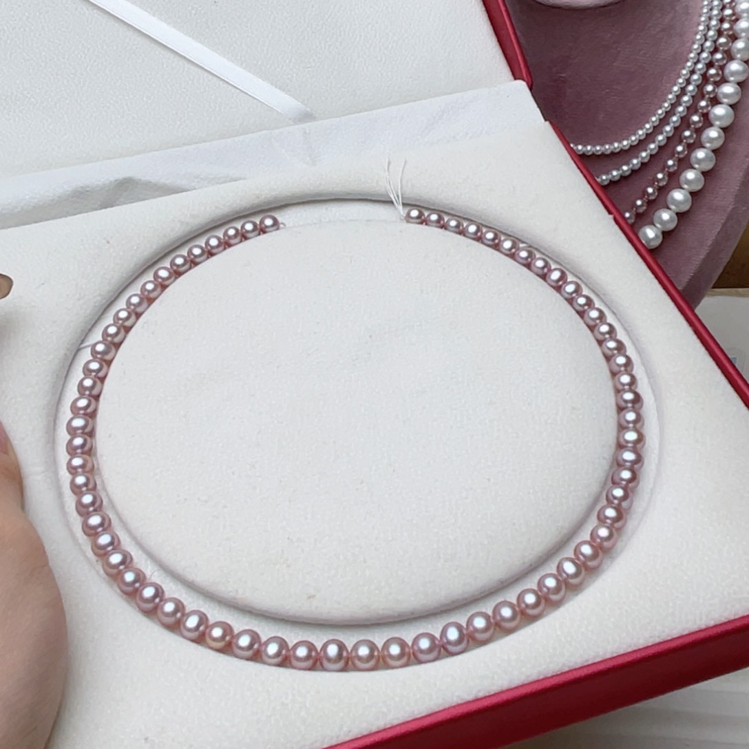 淡水珍珠银S925镶嵌颈饰6-7