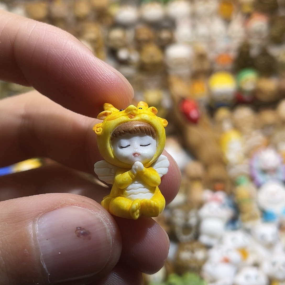 ༊****非金属鹿角根付小女孩天地孔