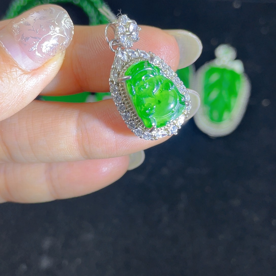 翡翠吊坠(不含链)银S925镶嵌