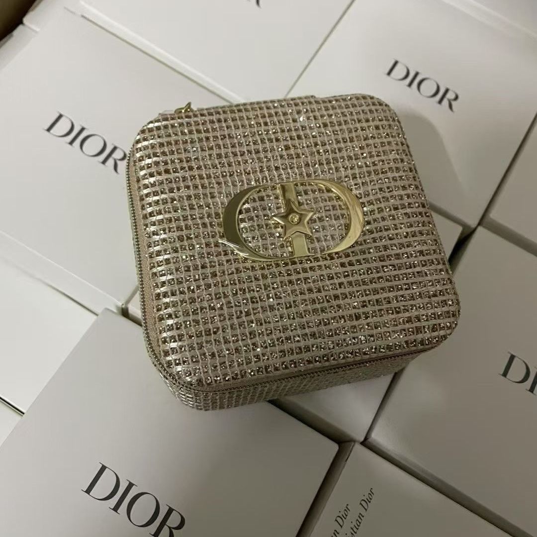 迪奥【K192】专柜礼赠首饰盒化妆包带镜子礼品盒收纳礼盒拉链款盒子