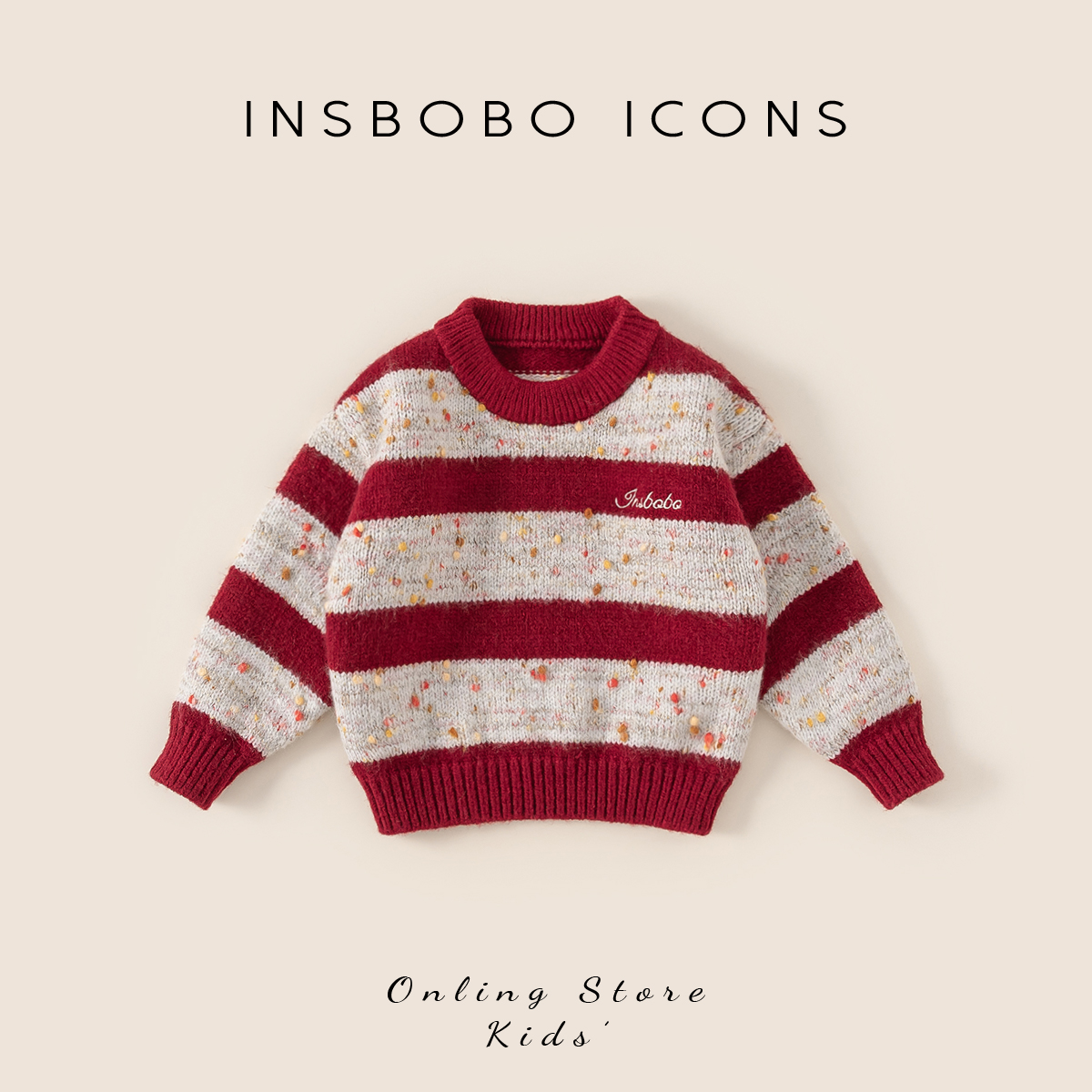 DY25232【冬】【年服】儿童上衣（条纹彩点圆领毛衣）