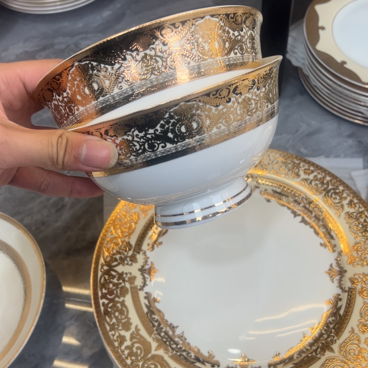 【闪购商品】瓷片6寸高脚碗两个一单微瑕