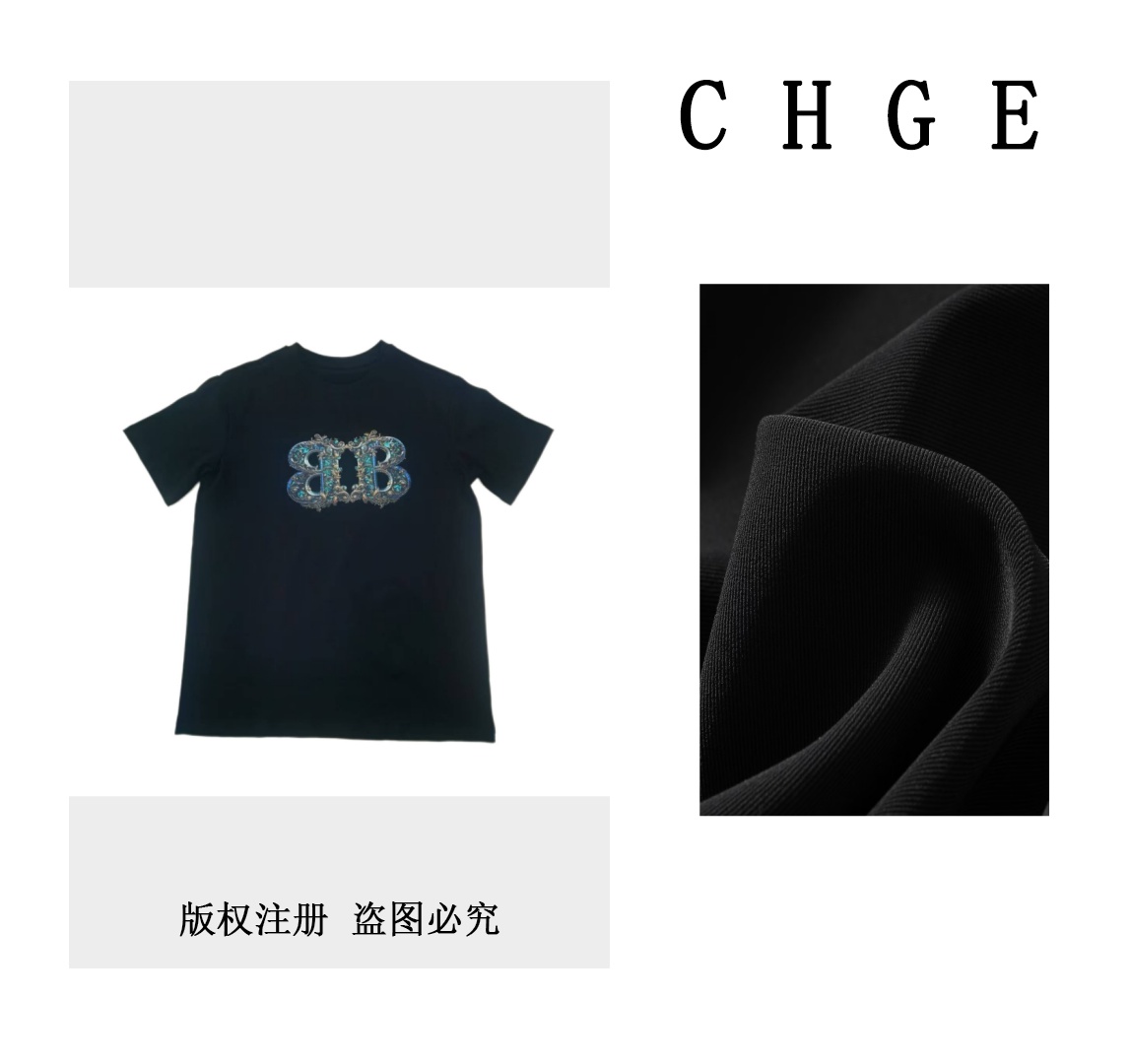 【高奢出口转内销】短袖圆领设计印花T恤夏季时尚透气---LT427