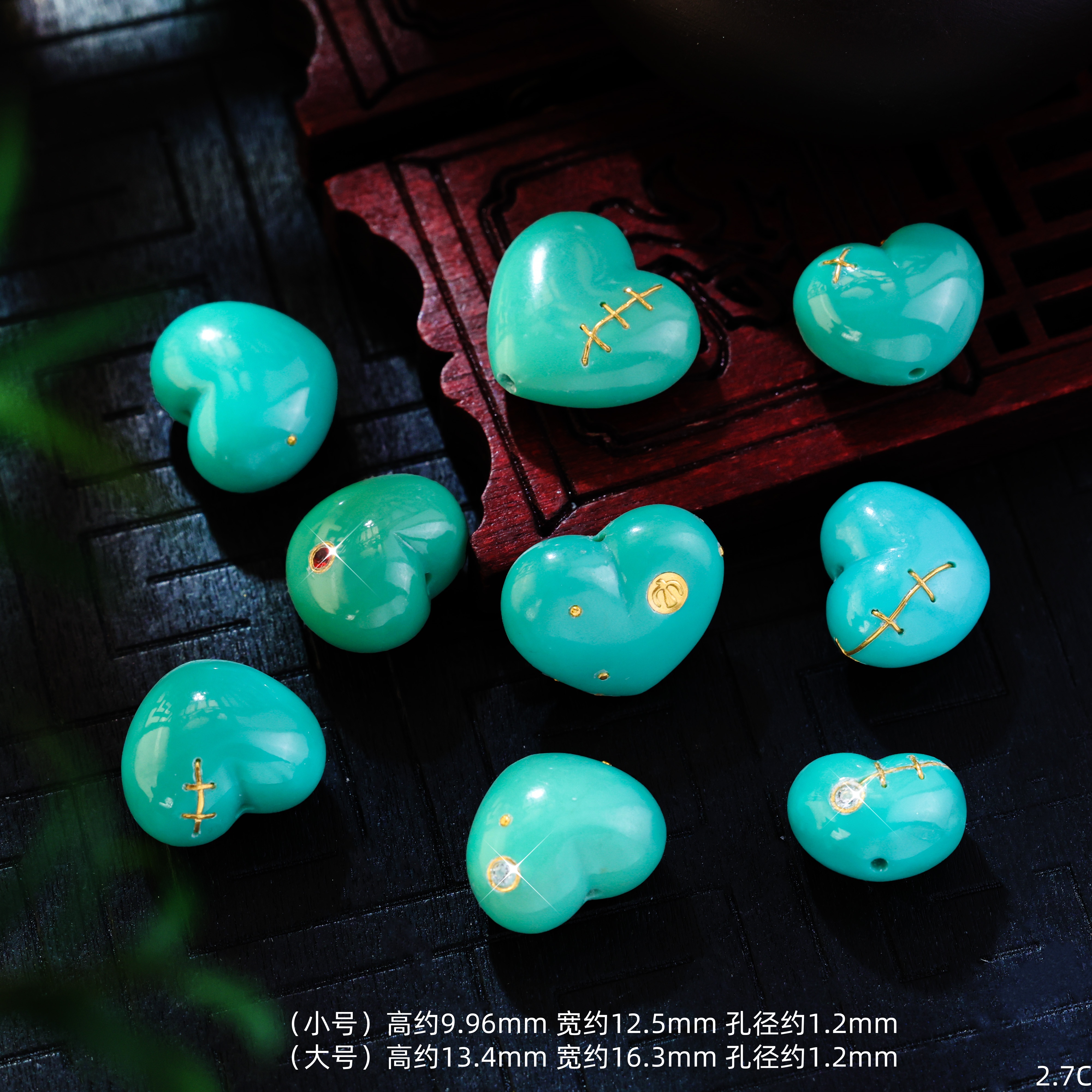 【金佬大高货单+孤L捡】1+8K豪镶天然绿松爱心屁屁桃隔珠文玩精品C