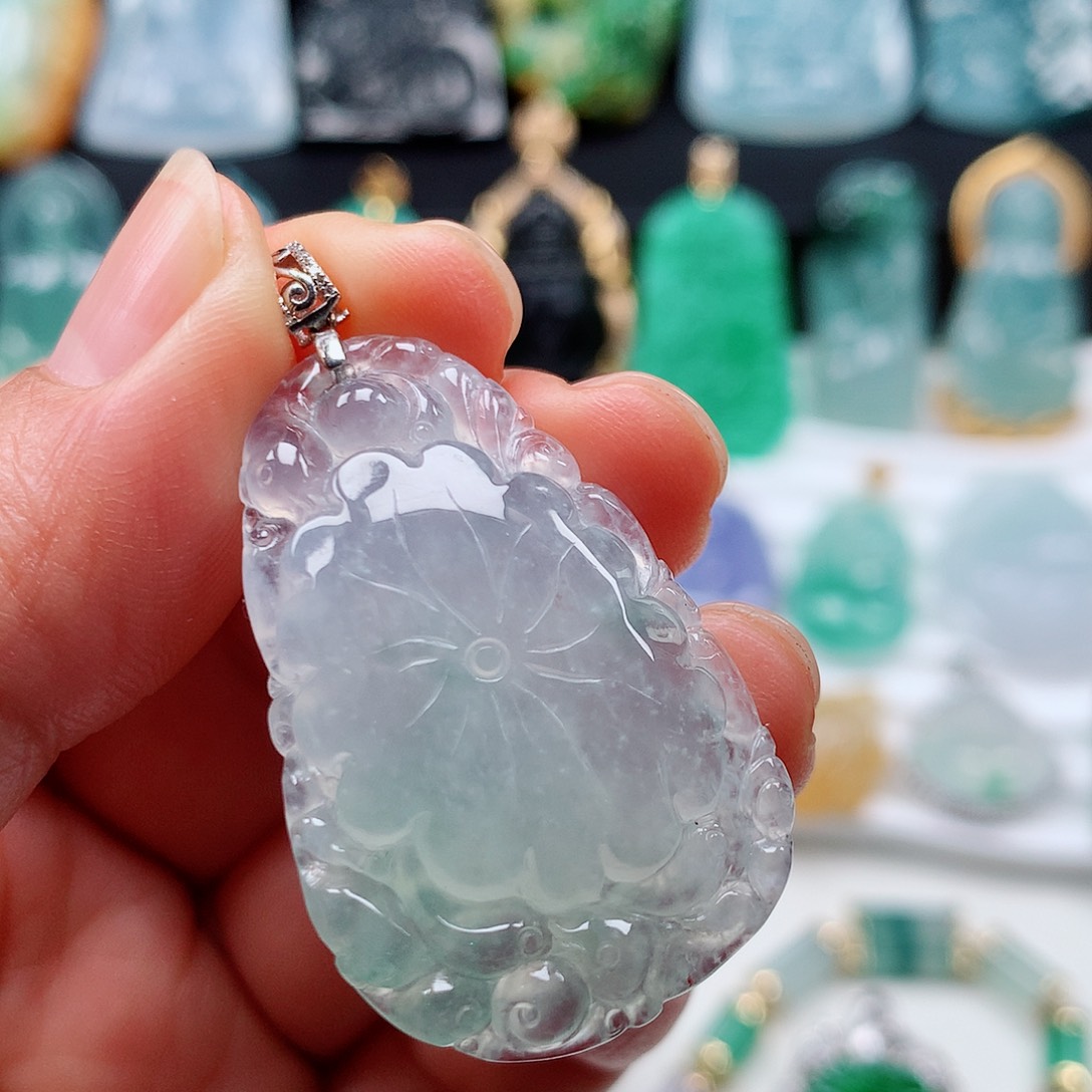 翡翠颈饰18K金镶嵌卡39-7