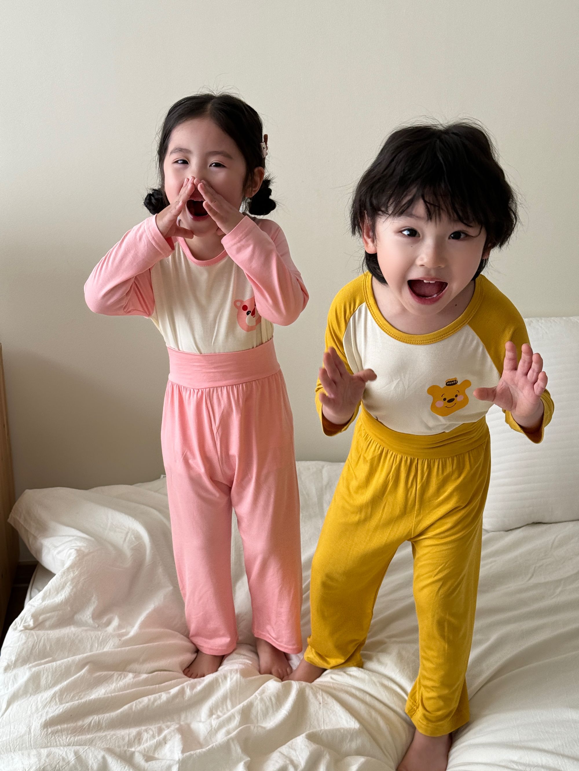 新款儿童高腰护肚莫代尔睡衣男女童家居服宝宝秋季薄款空调服套装