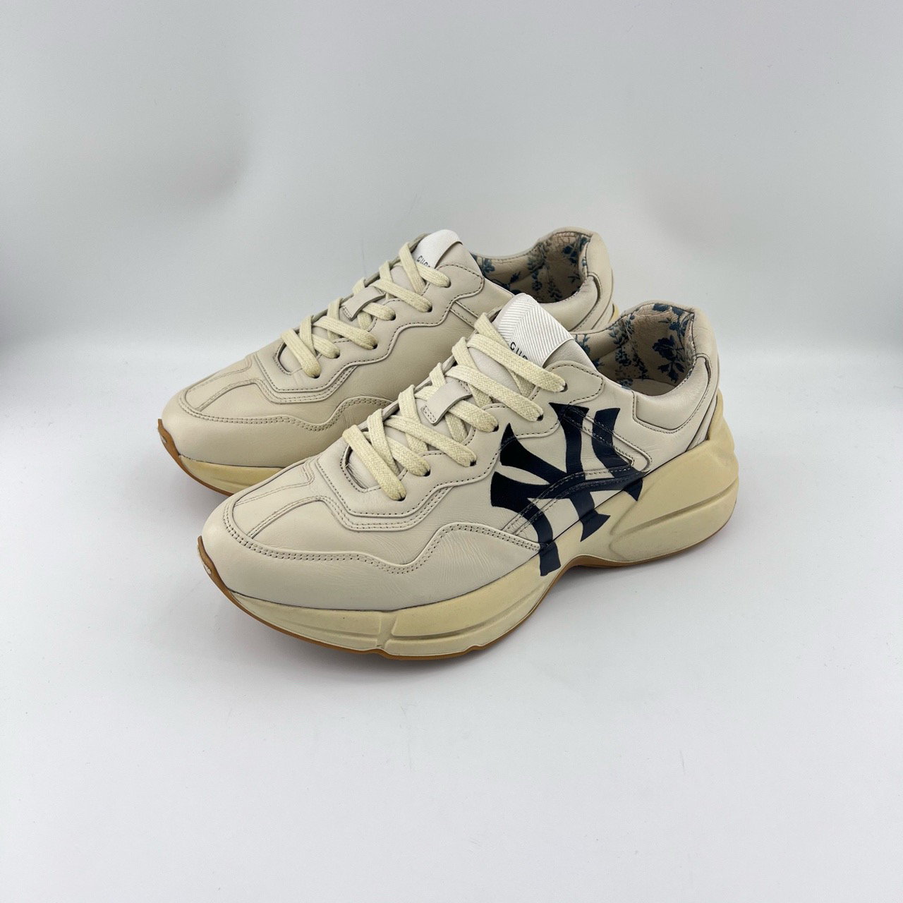 95新 GUCCI/古驰 39码/米白色MLB联名印花低帮老爹鞋/12167130