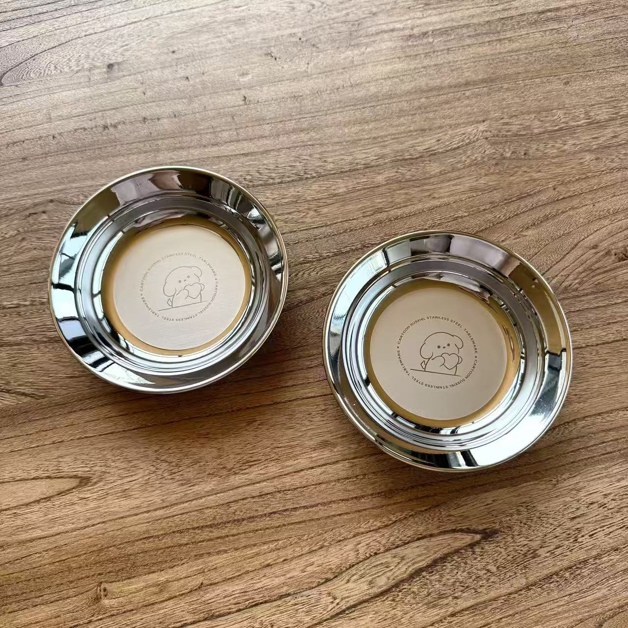 （2个装）316不锈钢爱心熊碟酱料碟骨碟直径14cm高2.8cm重约73g
