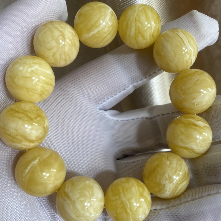 俄料黄白蜡妖纹虎皮蜜蜡手串 完美品 一手货源福利价