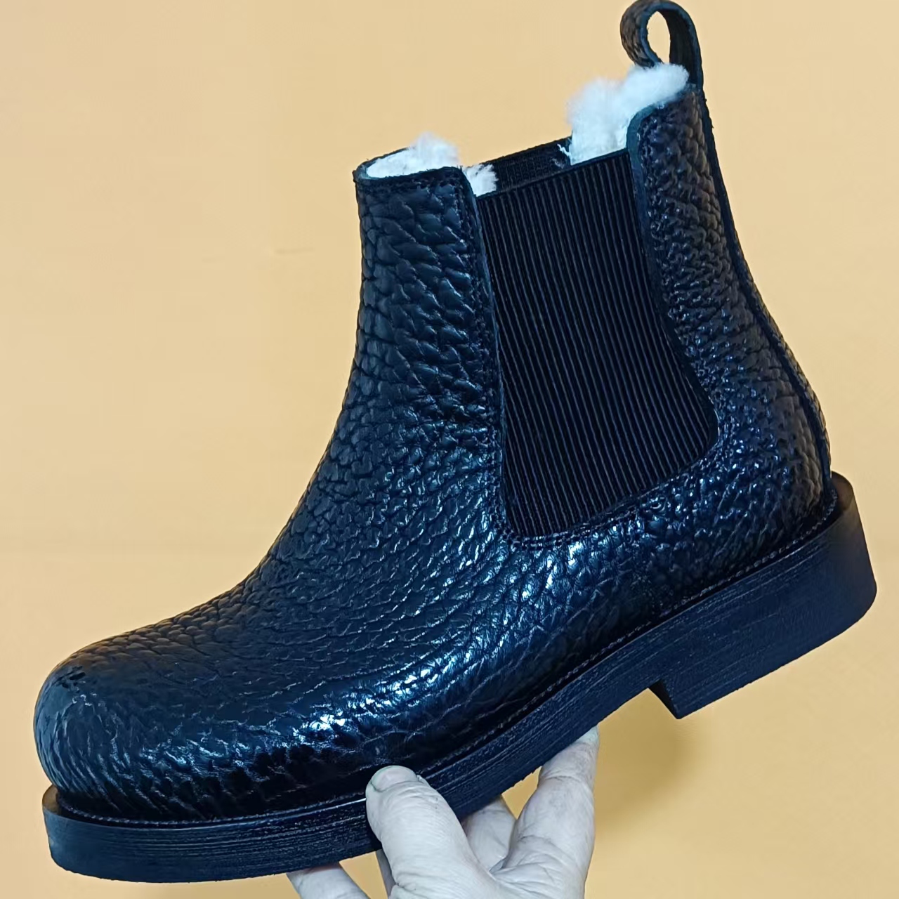 真皮切尔西靴男秋冬厚底固特异缝制英伦风保暖百搭短靴