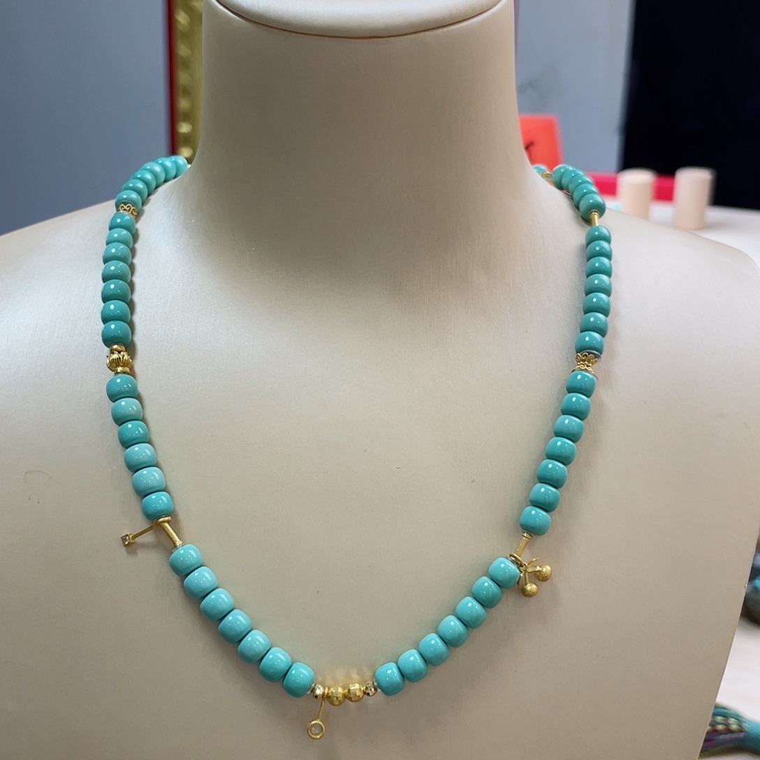 绿松石珠宝奇石18K金镶嵌