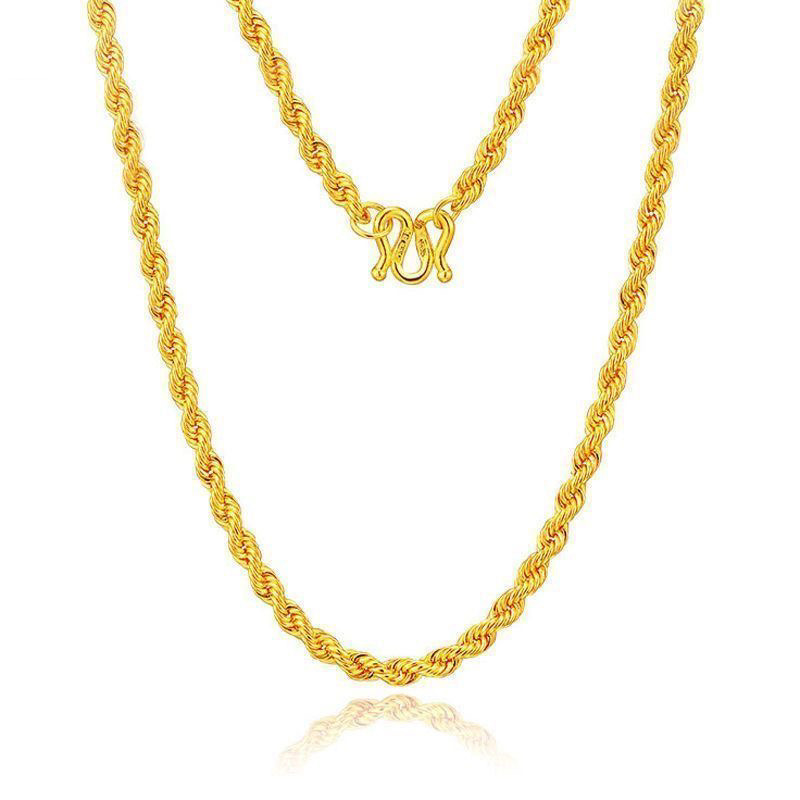 合金项链 麻花项链。锁骨链饰品男士女士简约金色素款气质百搭