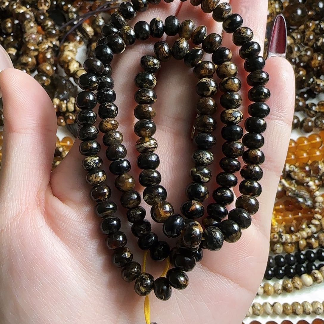 琥珀耳饰未镶嵌抚顺琥珀黑花6