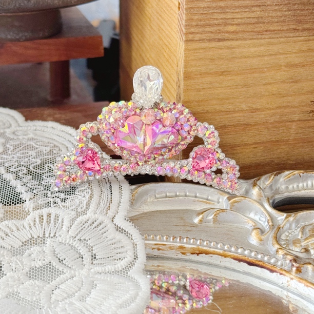 立体皇冠镀膜宠物发夹进口施华洛全钻马尔济斯西施顶夹