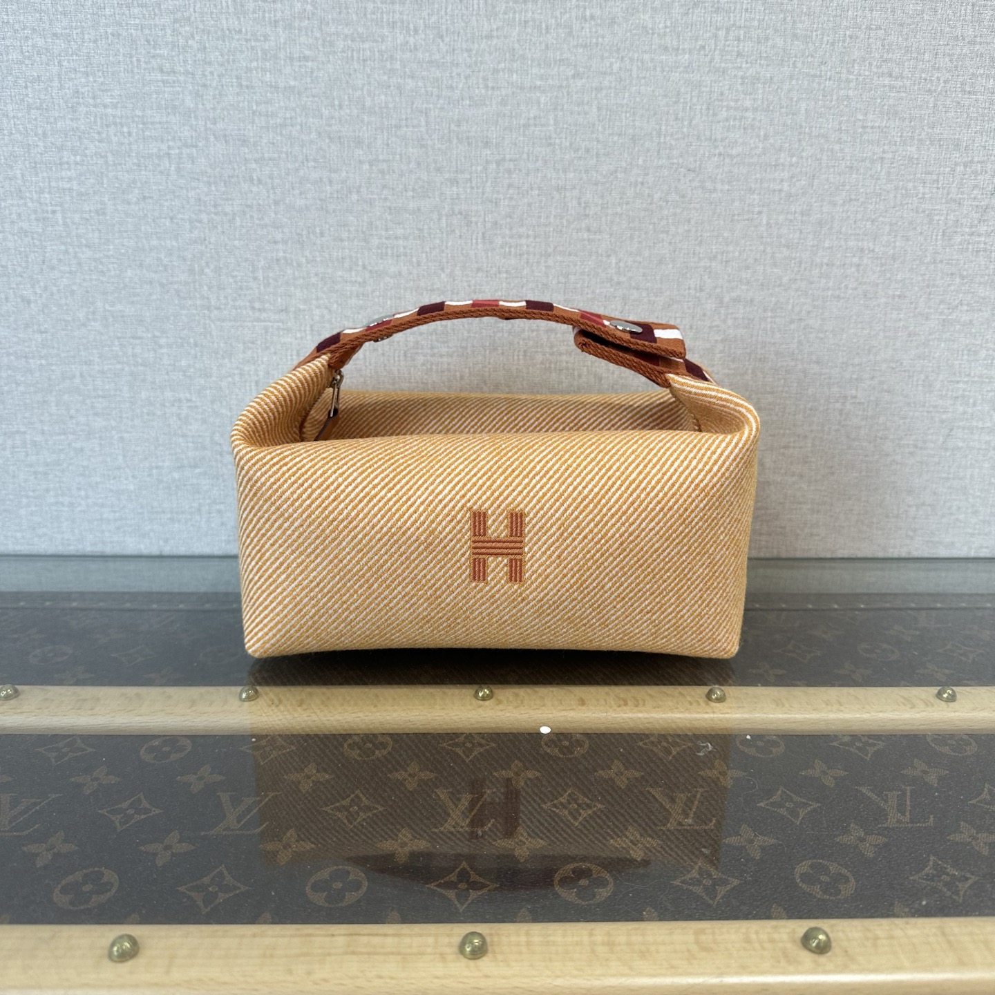 99新 Hermes/爱马仕 拼色帆布小号饭盒包 09260