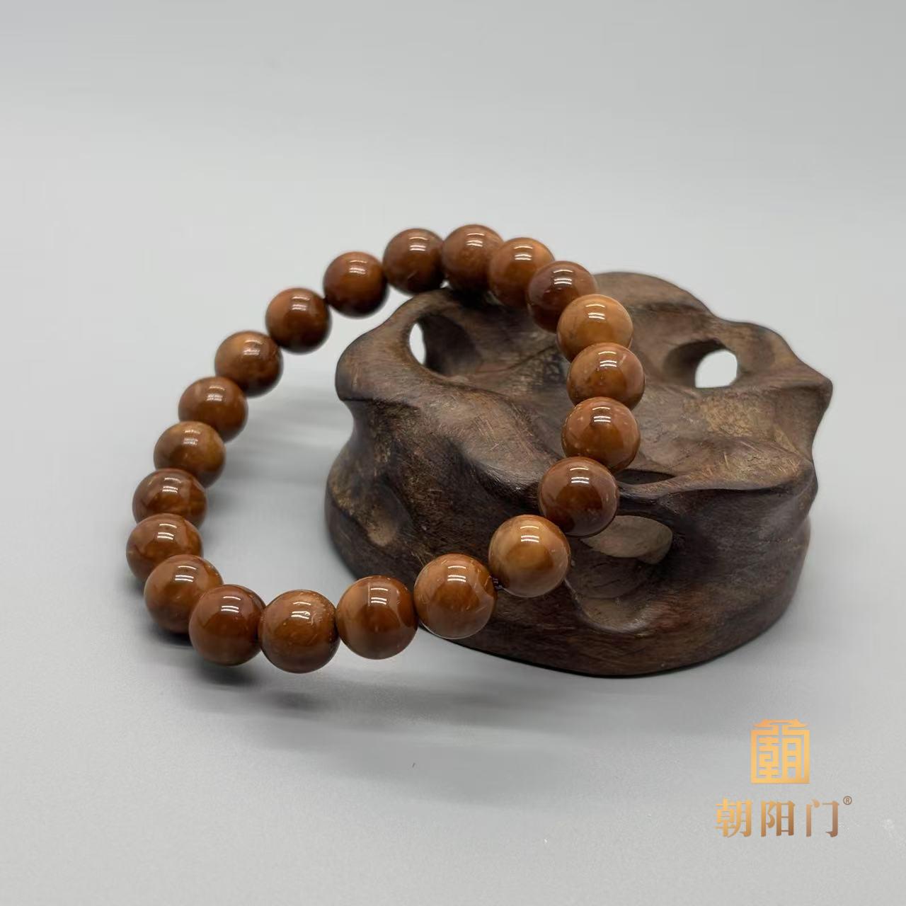 【D7551】库克老油料原生无科技 10mm 左右圆珠手串天然棕线棕眼