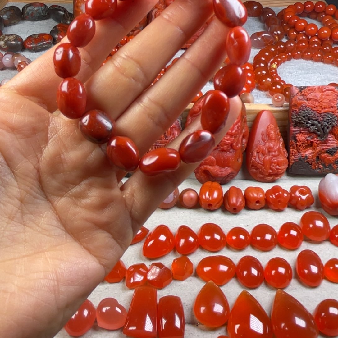 南红玛瑙天然原矿杨柳未镶嵌默**闻