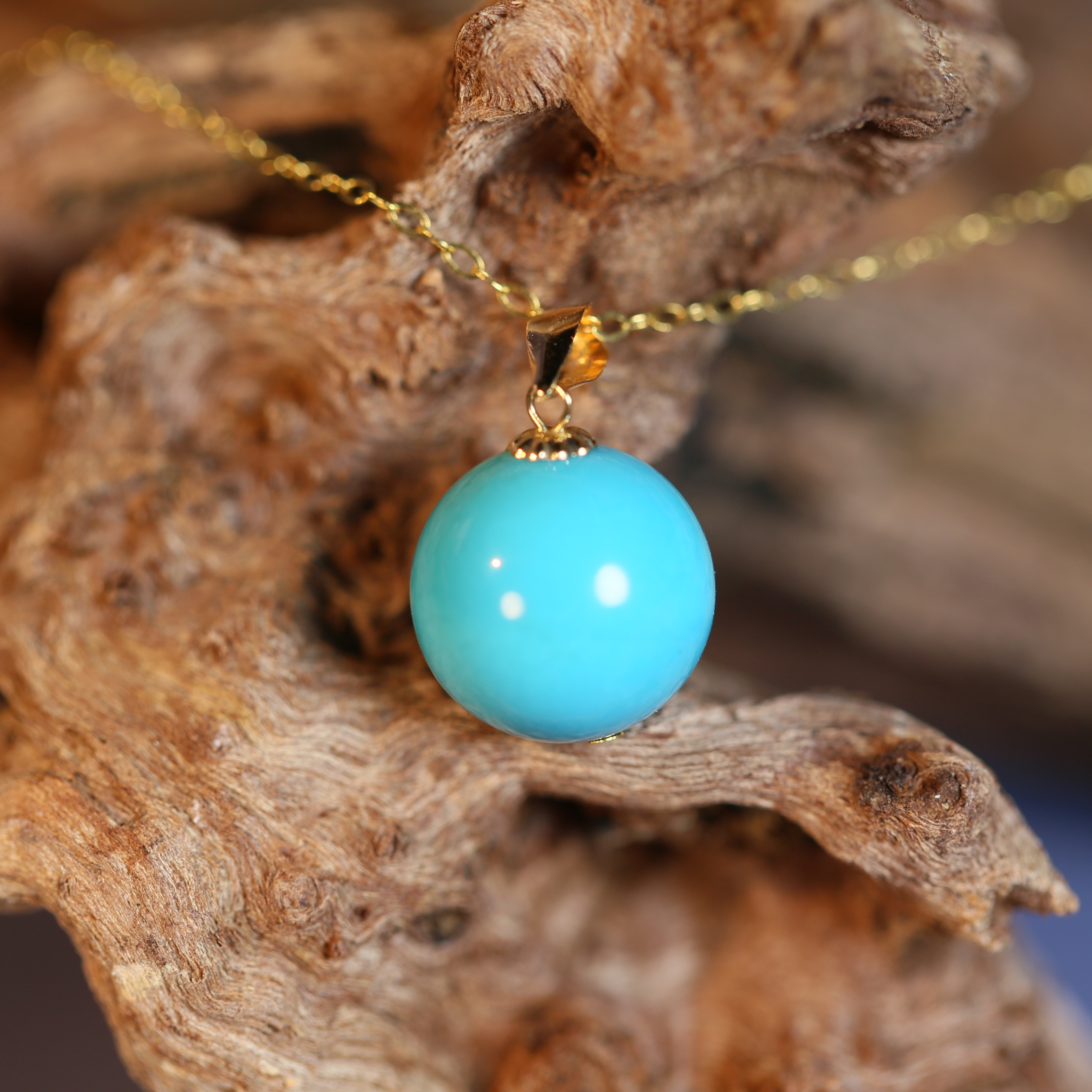 【闫闫专属】安曼博 18K金 绿松石美松吊坠（高蓝）10-11mm XZ0160BZ