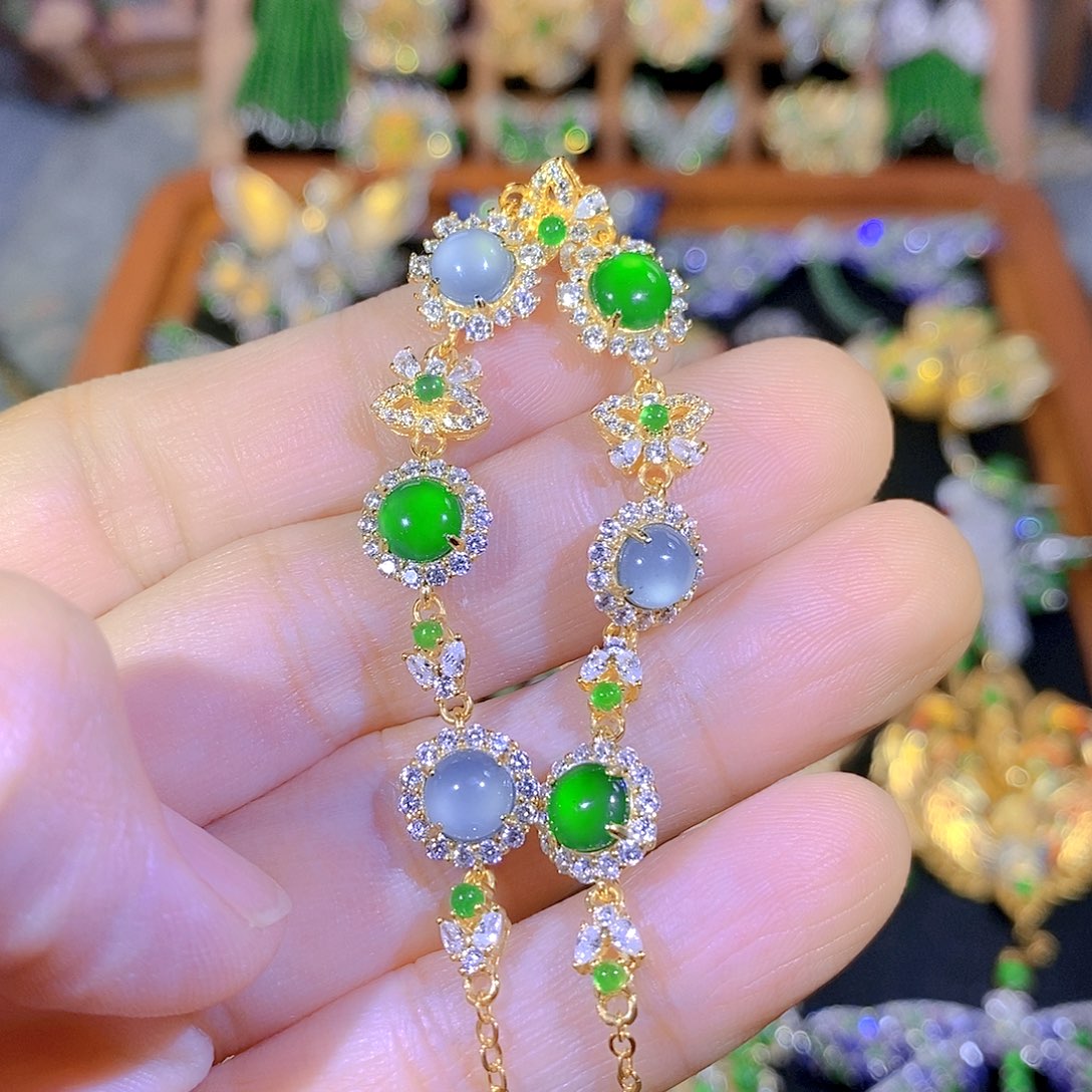 吊坠(不含链)银S925镶嵌翡翠