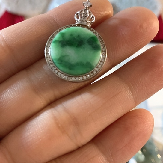 可***茵翡翠银S925镶嵌颈饰吊坠