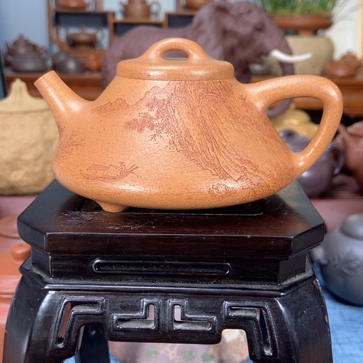 紫砂茶壶黄金段石瓢