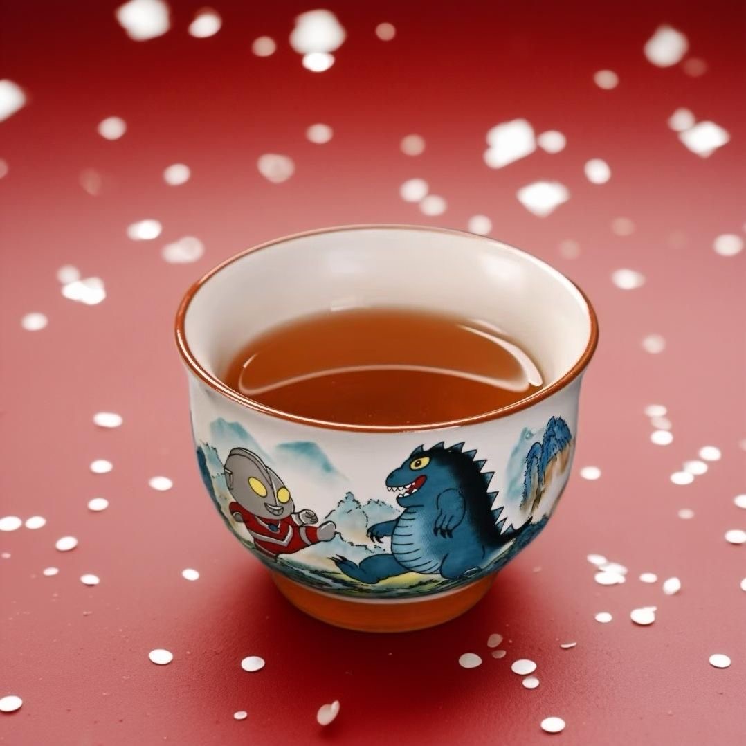 新式汝瓷高脚奥特曼陶瓷特色茶杯-0076