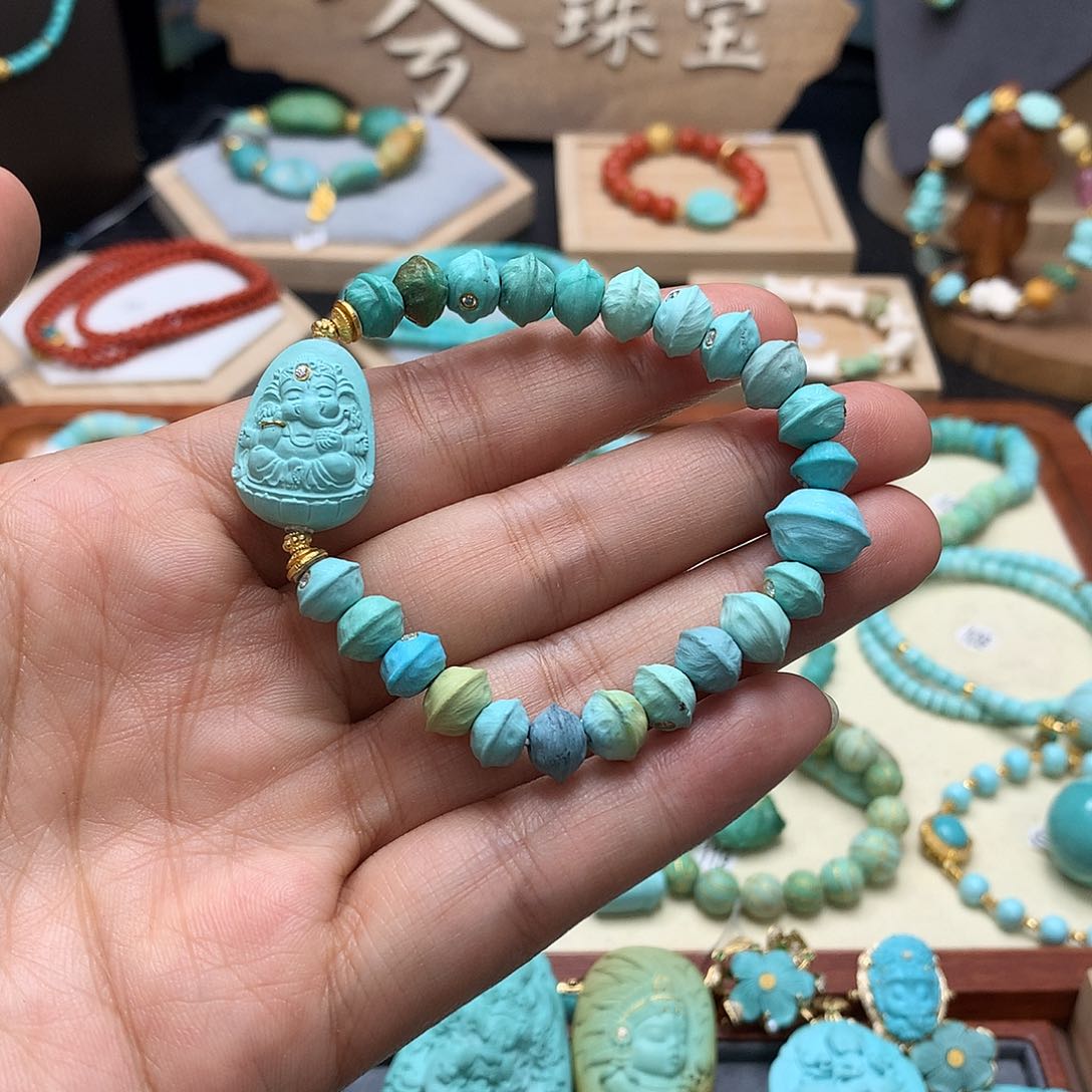 绿松石手链18K金镶嵌