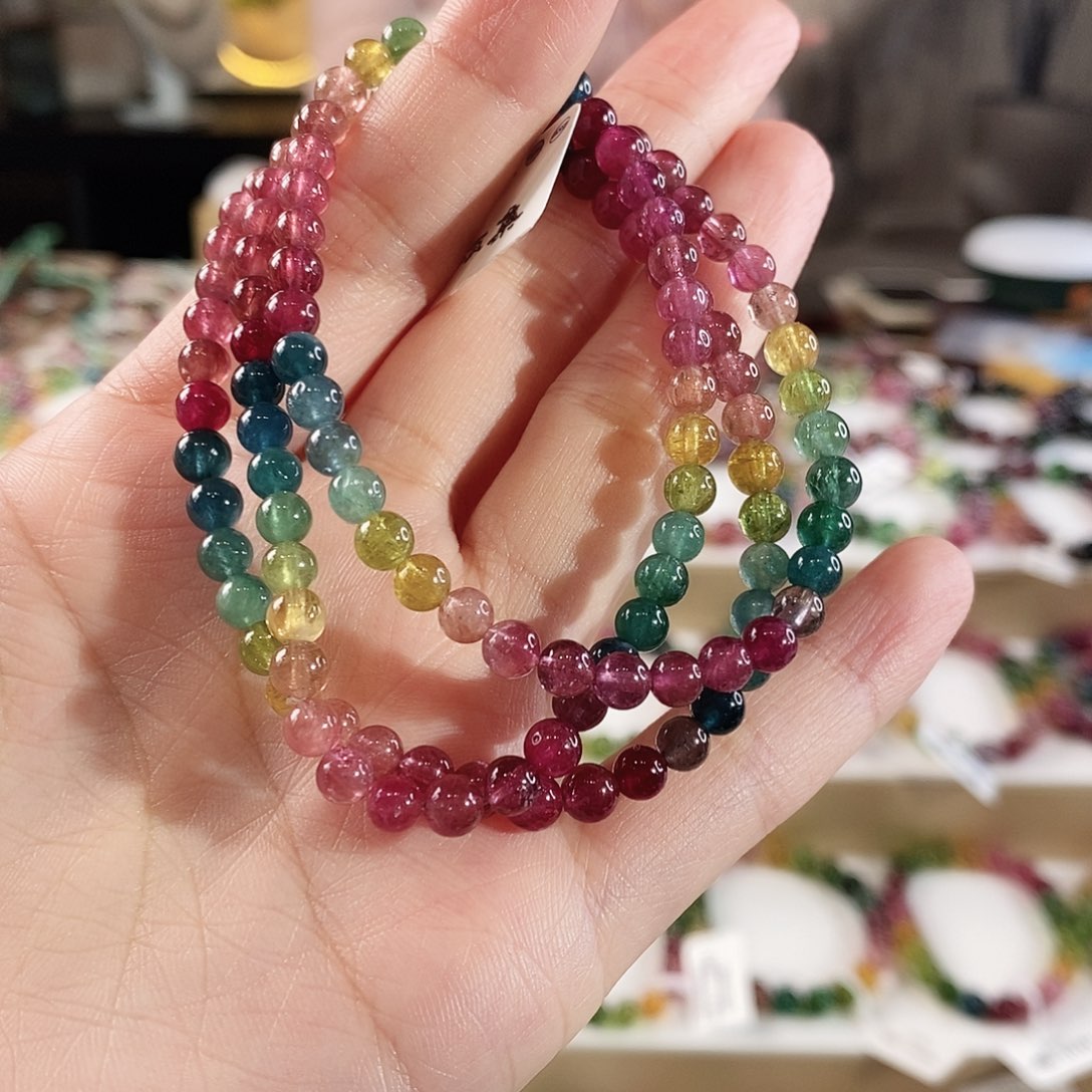 碧玺手串未镶嵌G2353三圈颜色微差