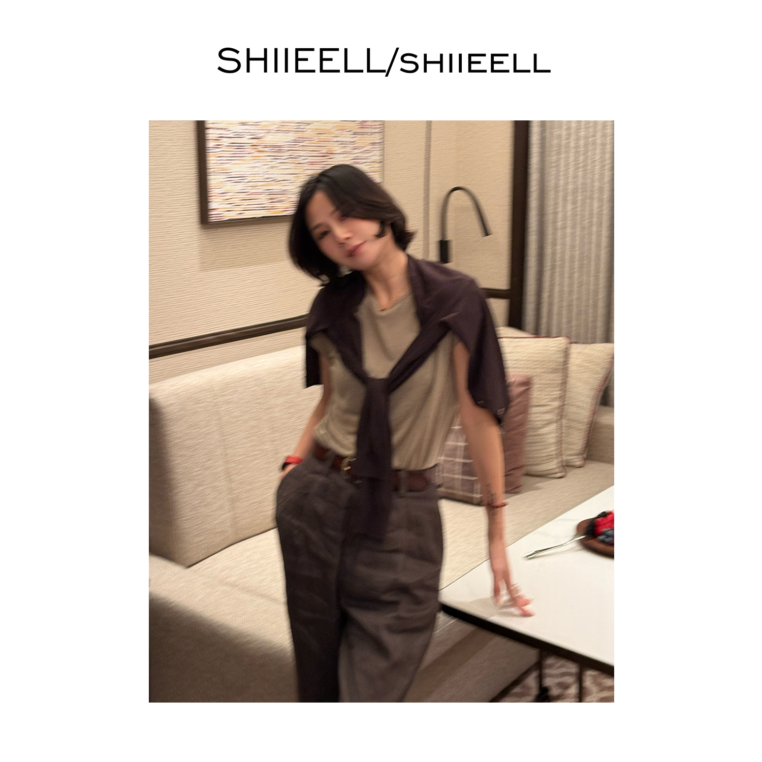 SHIIEELL夏季新款休闲风极简时尚百搭基础款宽松薄软短袖T恤WB023