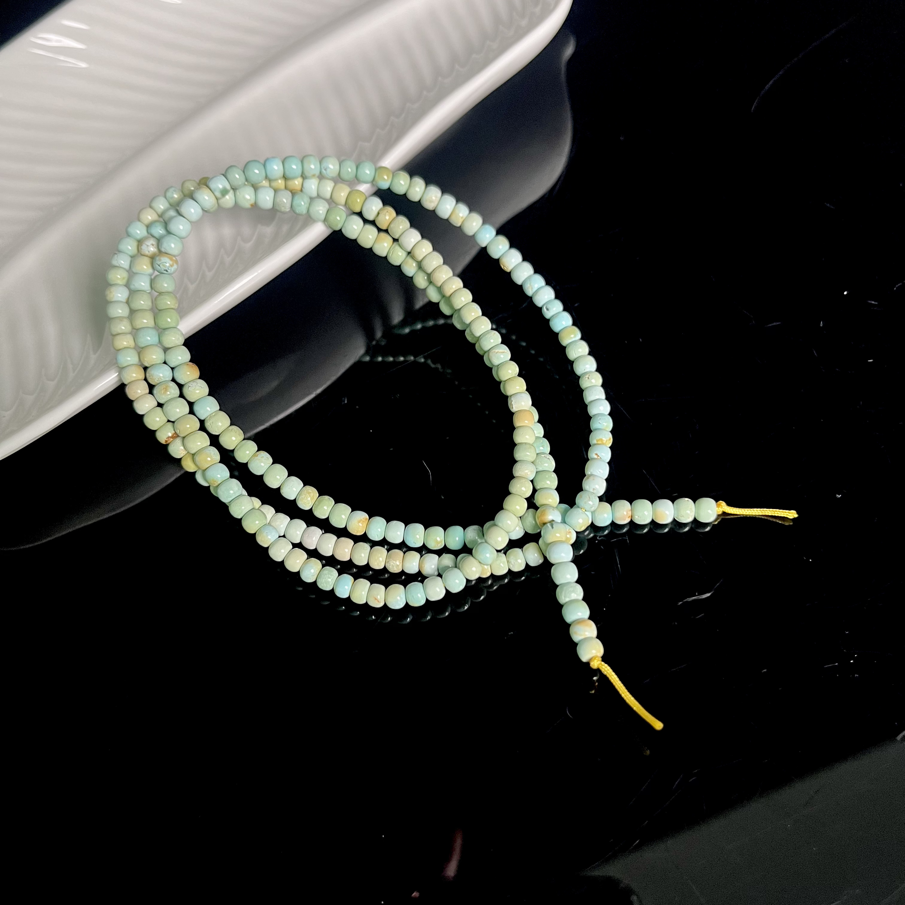 【大鱼甄选】绿松石老型佛珠链4mm+LS42多样性发其一简约时尚