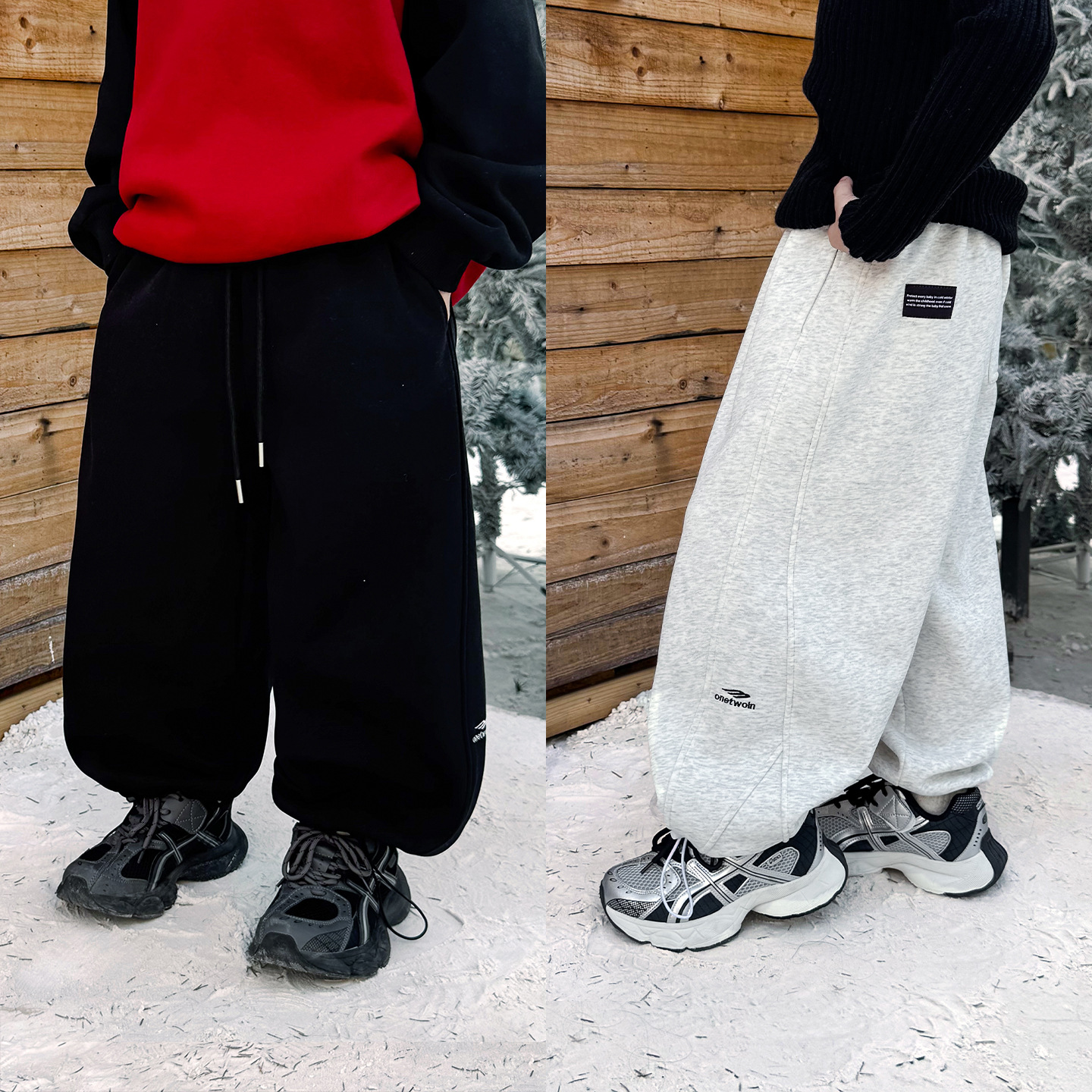 【Tang小白】2025男童冬款帅气字母刺绣贴标宝宝休闲裤加绒保暖卫裤