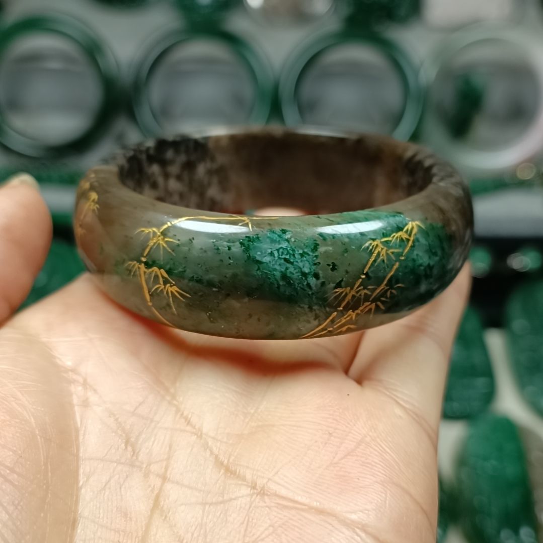 独山玉轮胎手镯55未镶嵌